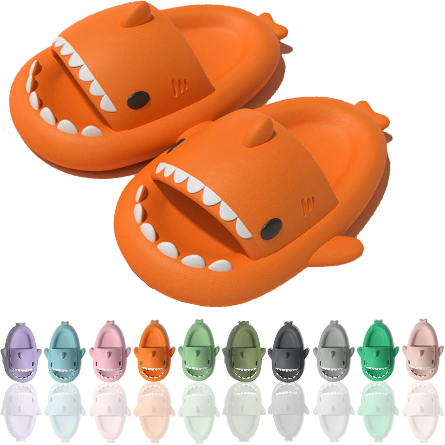 

Шлепанцы Sharllen Shark для женщин и мужчин с милым забавным мультяшным дизайном, противоскользящие, с открытым носком, легкие летние шлепанцы с акулой, оранжевый