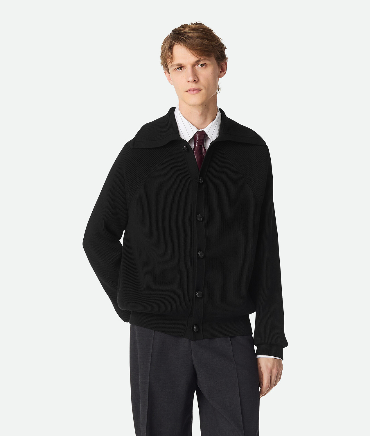 

Cotton english rib cardigan BOTTEGA VENETA, черный