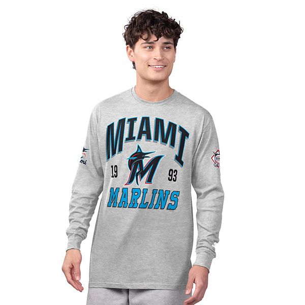

Мужской набор из двух футболок Miami Marlins с длинным и коротким рукавом в цвете heather gray/black Starter