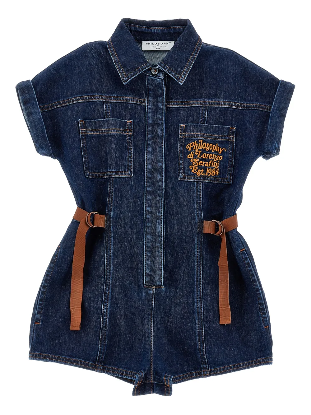 

Джинсовый комбинезон с поясом Philosophy Di Lorenzo Serafini Kids, синий