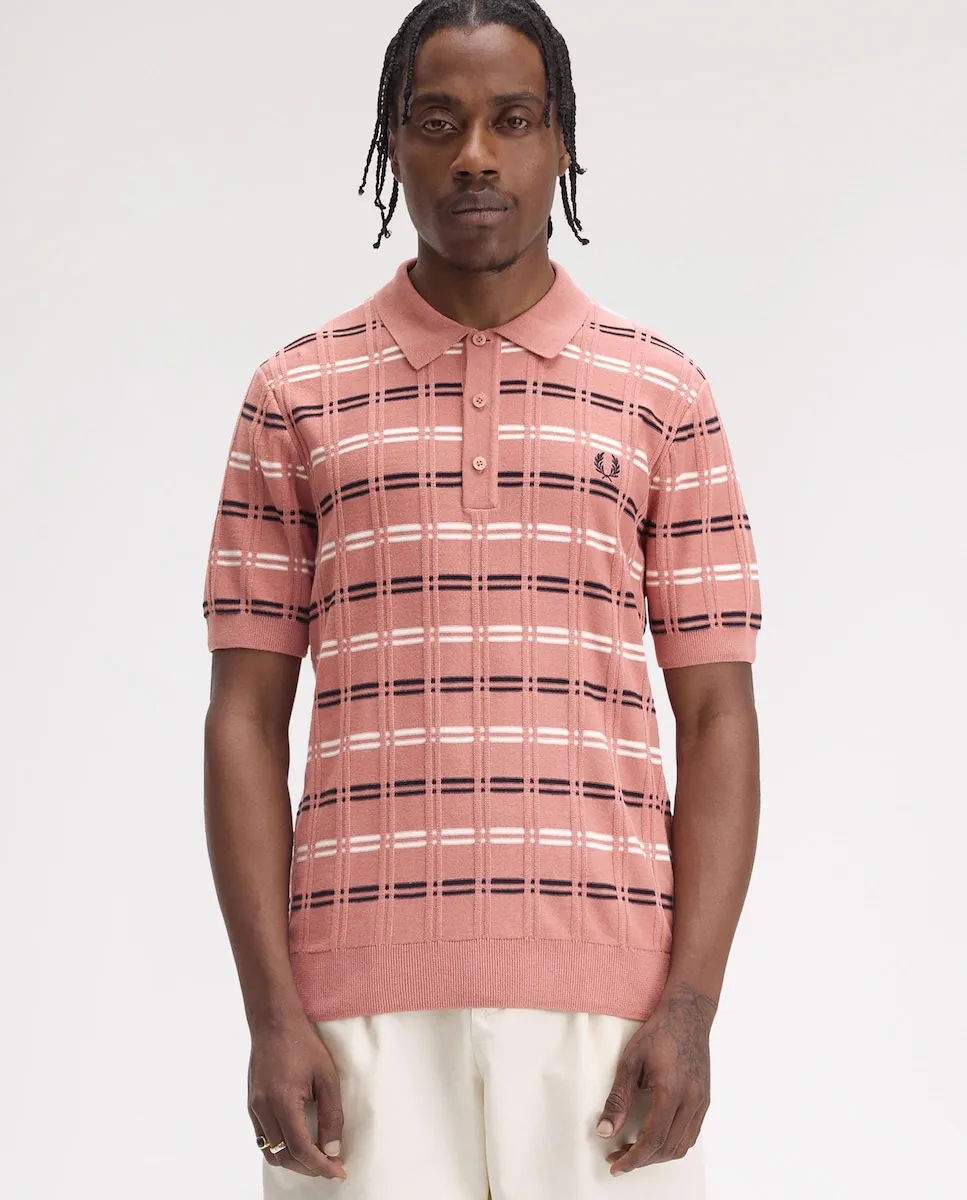 

Мужской джемпер с полосатым воротником-поло Fred Perry, розовый