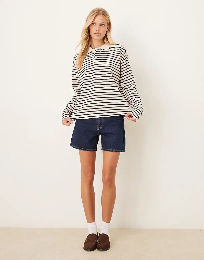 

Свободный покрой поло JDY в белую и темно-синюю полоску