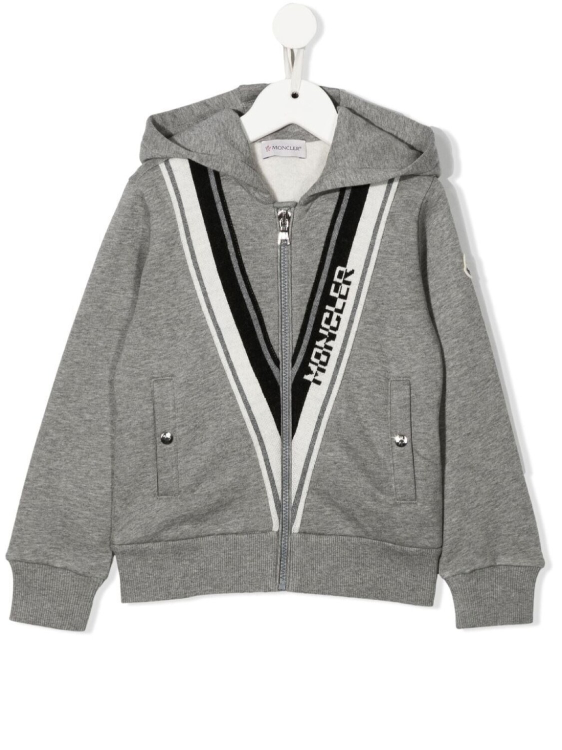 

Moncler Enfant куртка с капюшоном и логотипом, серый