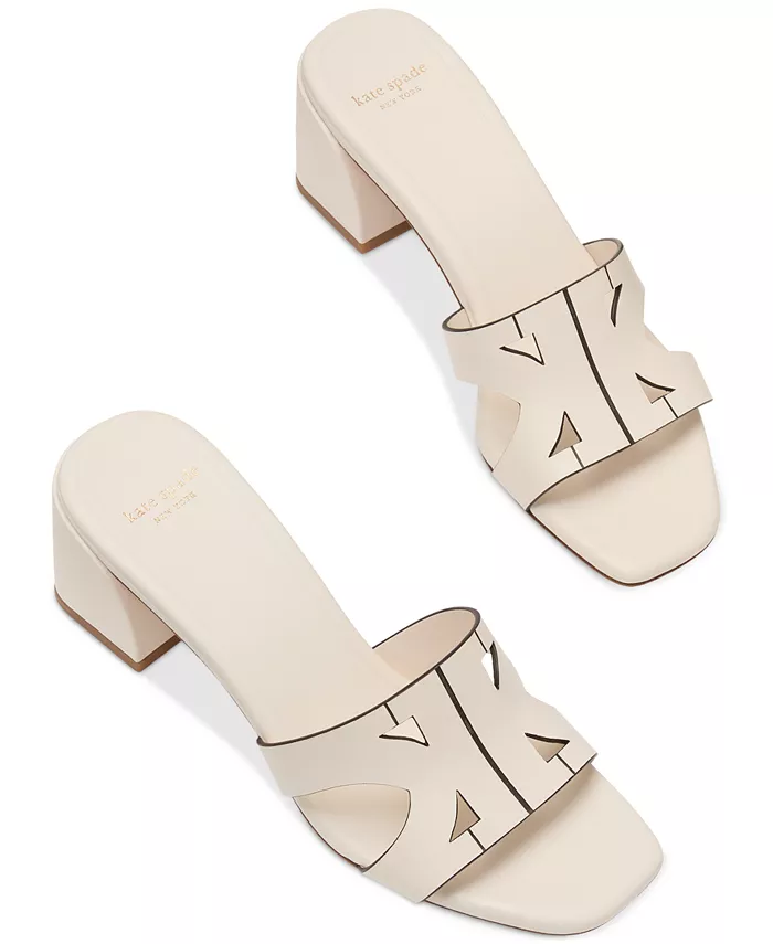 Женские босоножки на комбинированном каблуке Duo Block-Heel kate spade new york, коричневый/бежевый — фото 4