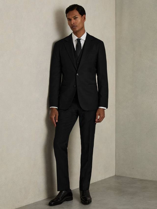 

Современные облегающие шерстяные костюмные брюки aspire Reiss, черный