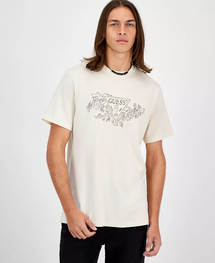 

Мужская футболка с коротким рукавом и вышитым треугольным логотипом Guess, коричневый