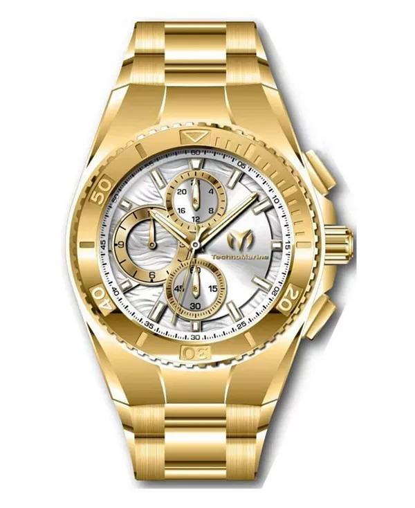 

Мужские кварцевые часы Manta TM-224022 с хронографом GMT и серебристым циферблатом Technomarine, gold