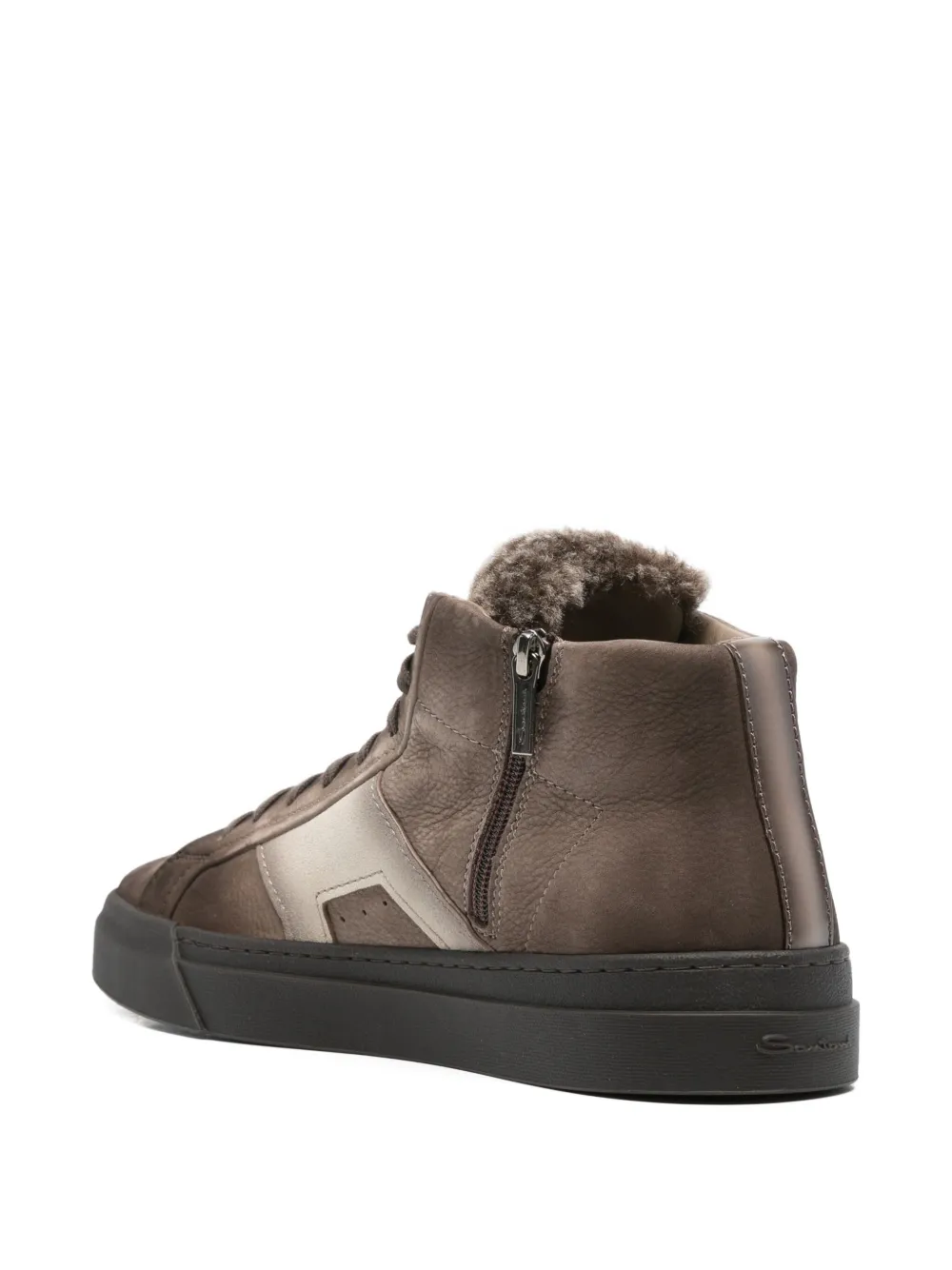 Кроссовки из овчины Santoni, коричневый — фото 3