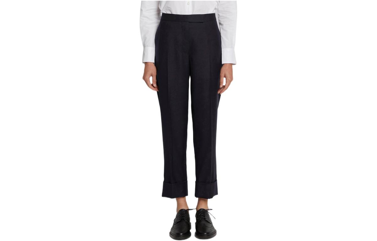 

Укороченные шерстяные брюки Super 120s THOM BROWNE, синий