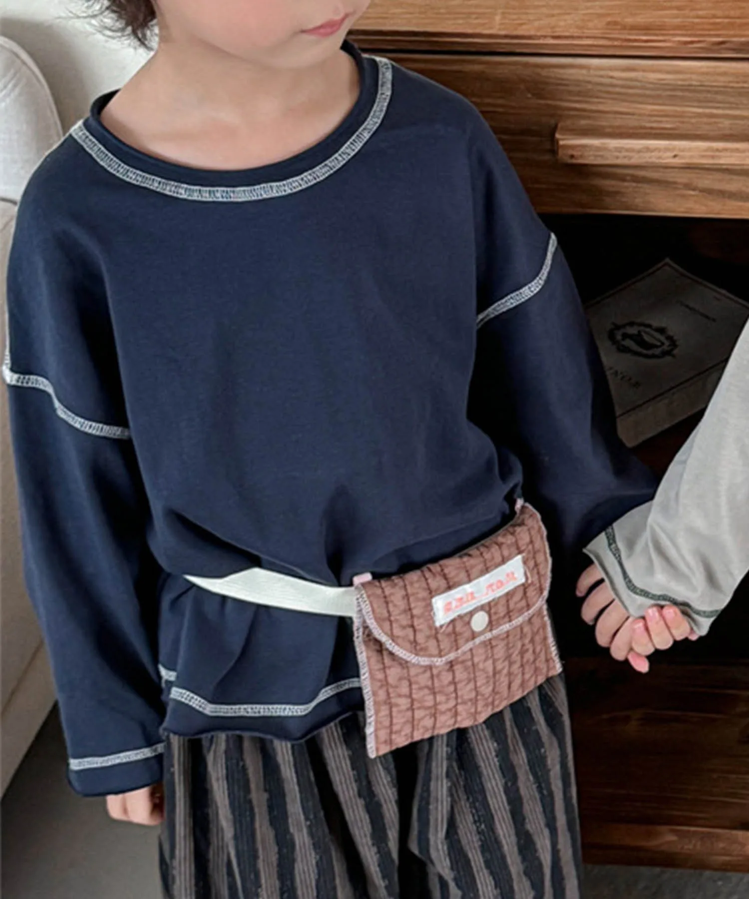 Футболка с длинными рукавами, подобранная по цвету. Aimoha Kids, Navy