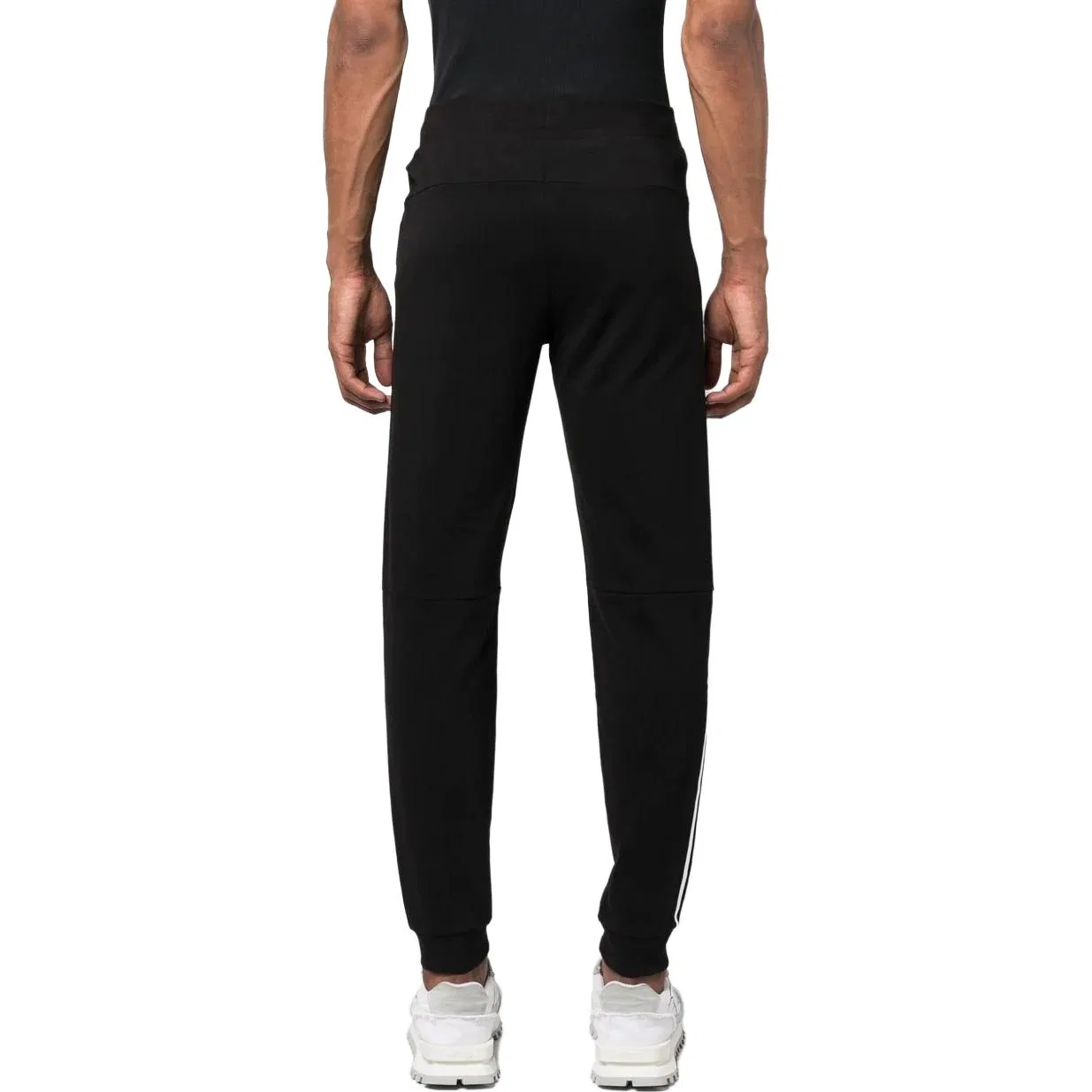Брюки спортивные EA7 трикотажные мужские черные умеренные с манжетами EMPORIO ARMANI, Black — фото 4
