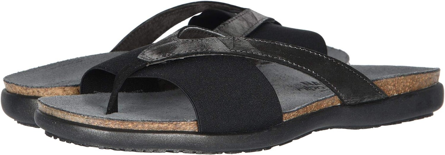 

Сандалии на плоской подошве Penelope Naot, цвет Metallic Onyx Leather/Black Elastic