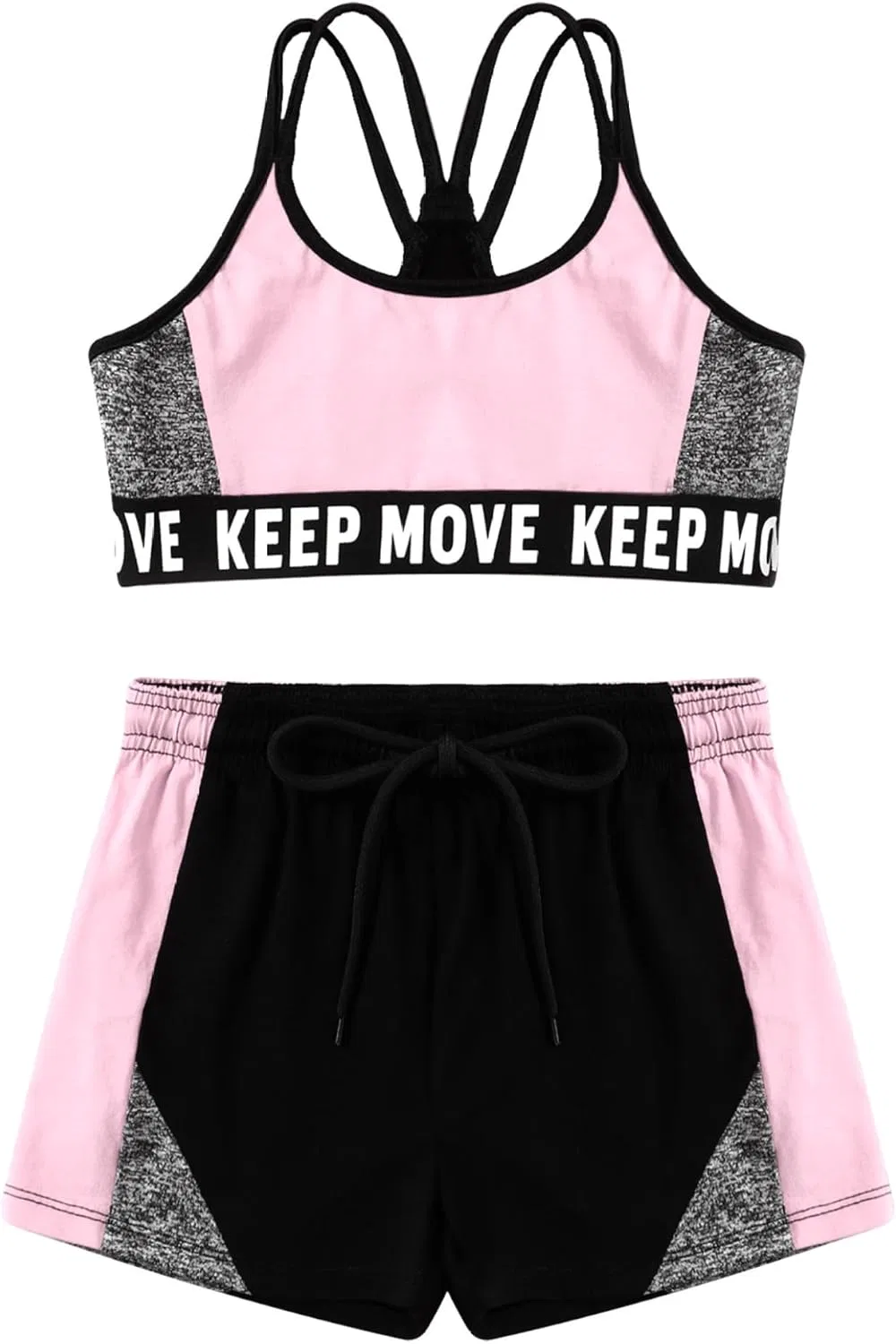 Детский спортивный костюм с принтом Loloda, топ и шорты, Light_pink — фото 3
