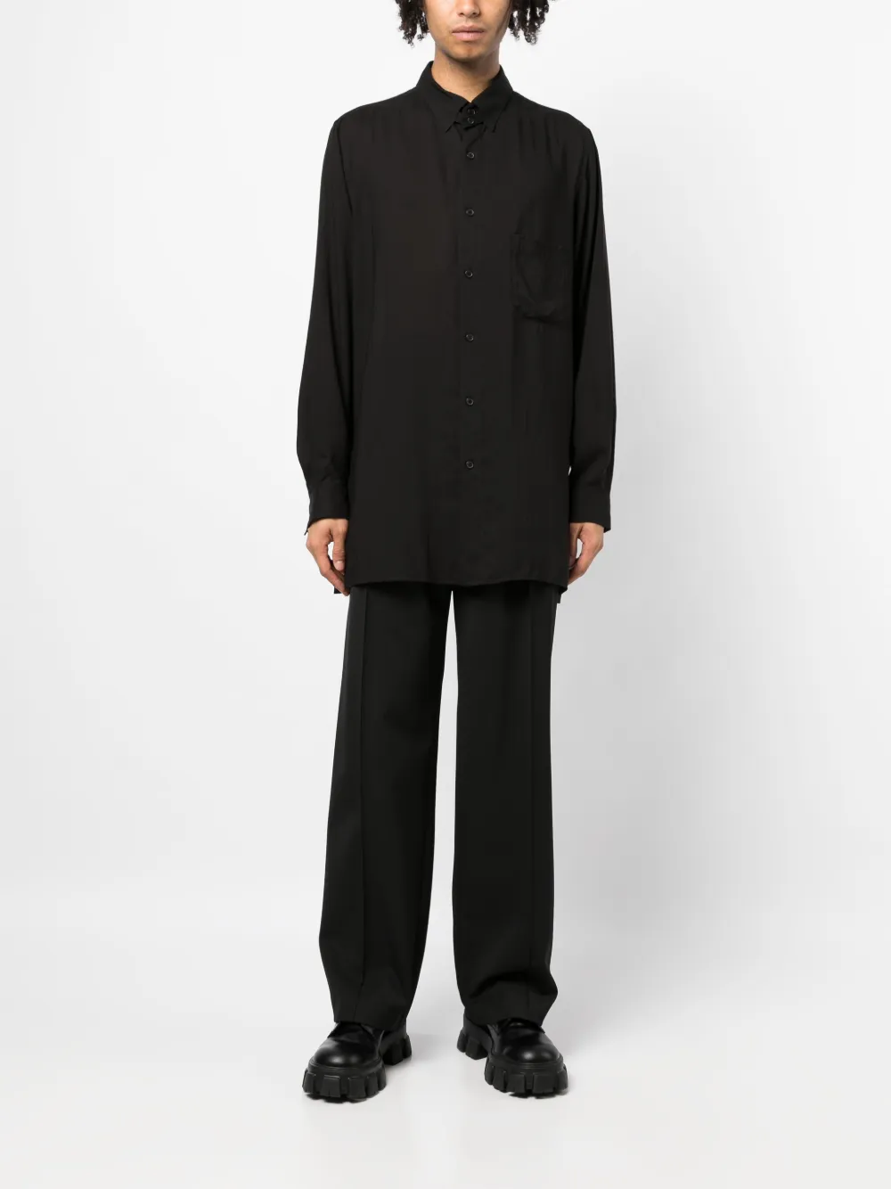 Рубашка с заостренным воротником Yohji Yamamoto, черный — фото 2