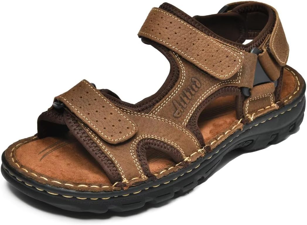 

Мужские сандалии Arkbird, закрытый носок, кожаные рыбацкие для прогулок на открытом воздухе и спорта, летние, хаки