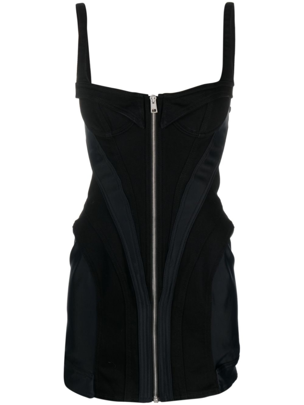 

Mugler panelled zip-front minidress, черный