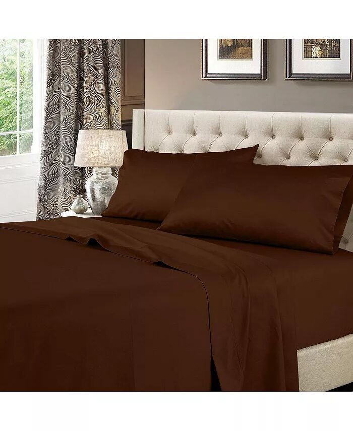 

Комплект простыней из цельного хлопка плотностью 600 нитей, Twin XL Egyptian Linens, коричневый