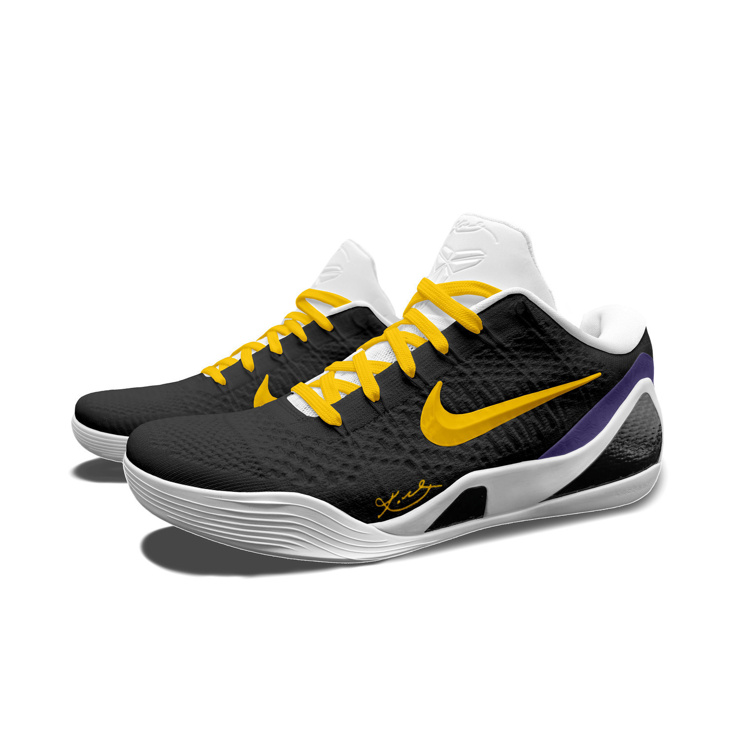 Nike Kobe 9 Противоскользящие Износостойкие Низкие Баскетбольные Кроссовки Унисекс Черный Золотой — фото 3