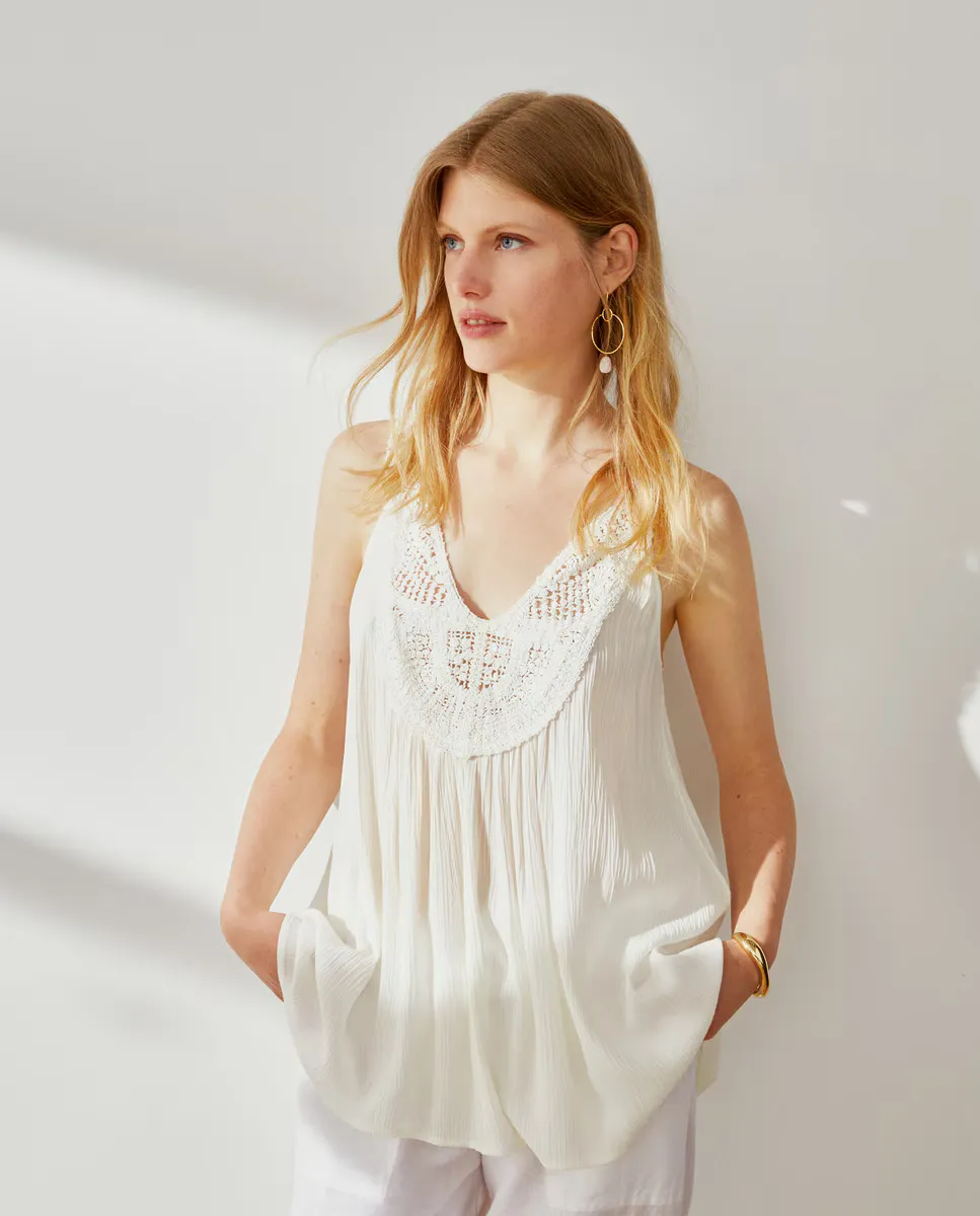 

Блузка без рукавов крючком Southern Cotton, цвет 120 Crudo