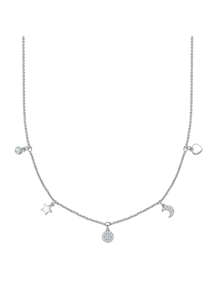 

Yokoamii Колье в виде звезды/круга/луны/сердца из латуни с кубическим цирконием в серебре