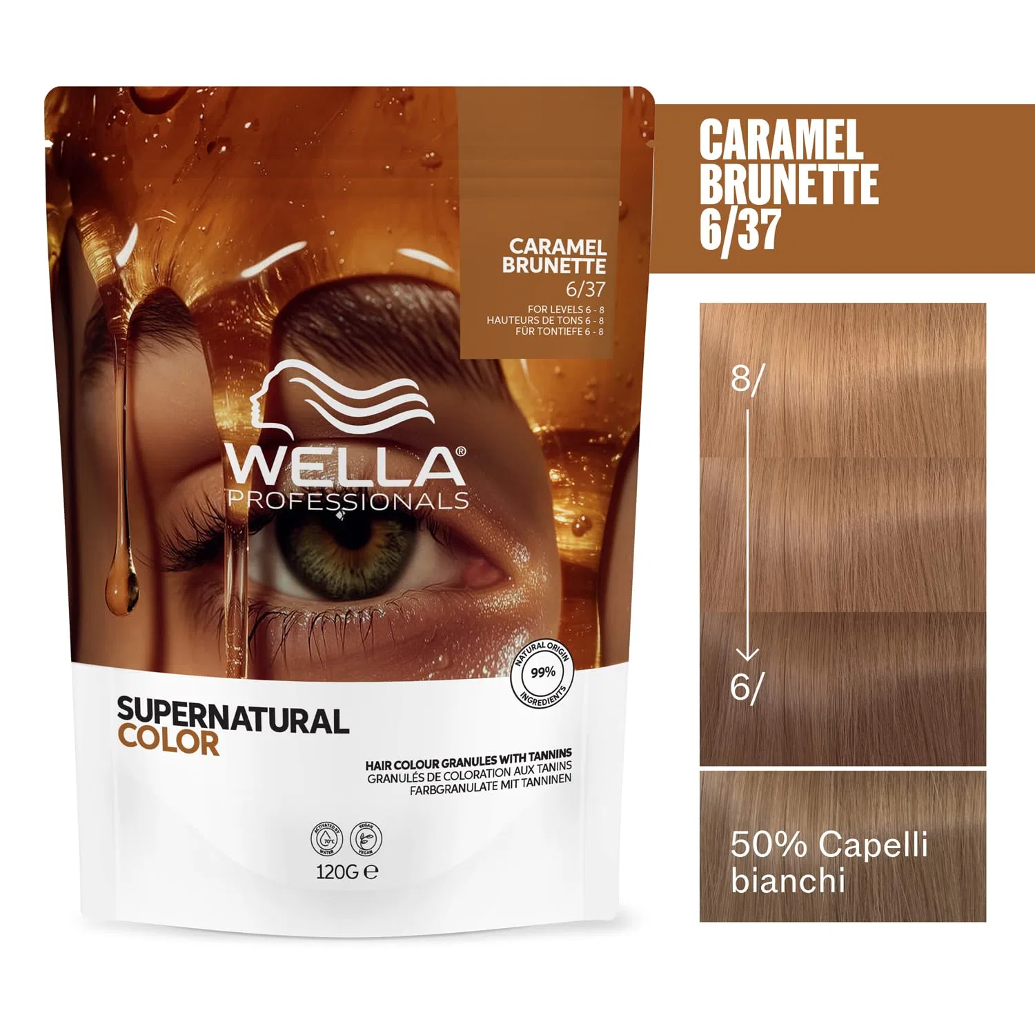 Профессиональная краска для волос Wella Supernatural Color 6/37 Caramel Brunette Wella — фото 2
