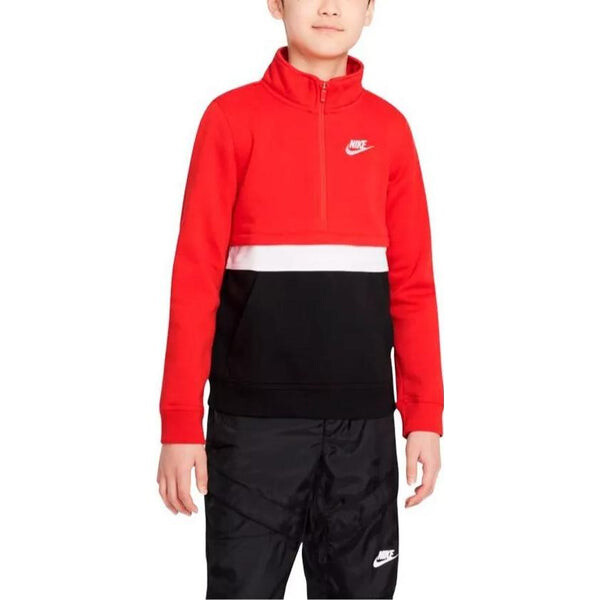Толстовка Nike B Nike Sportswear Club HALF ZIP University Red, красный — фото 4