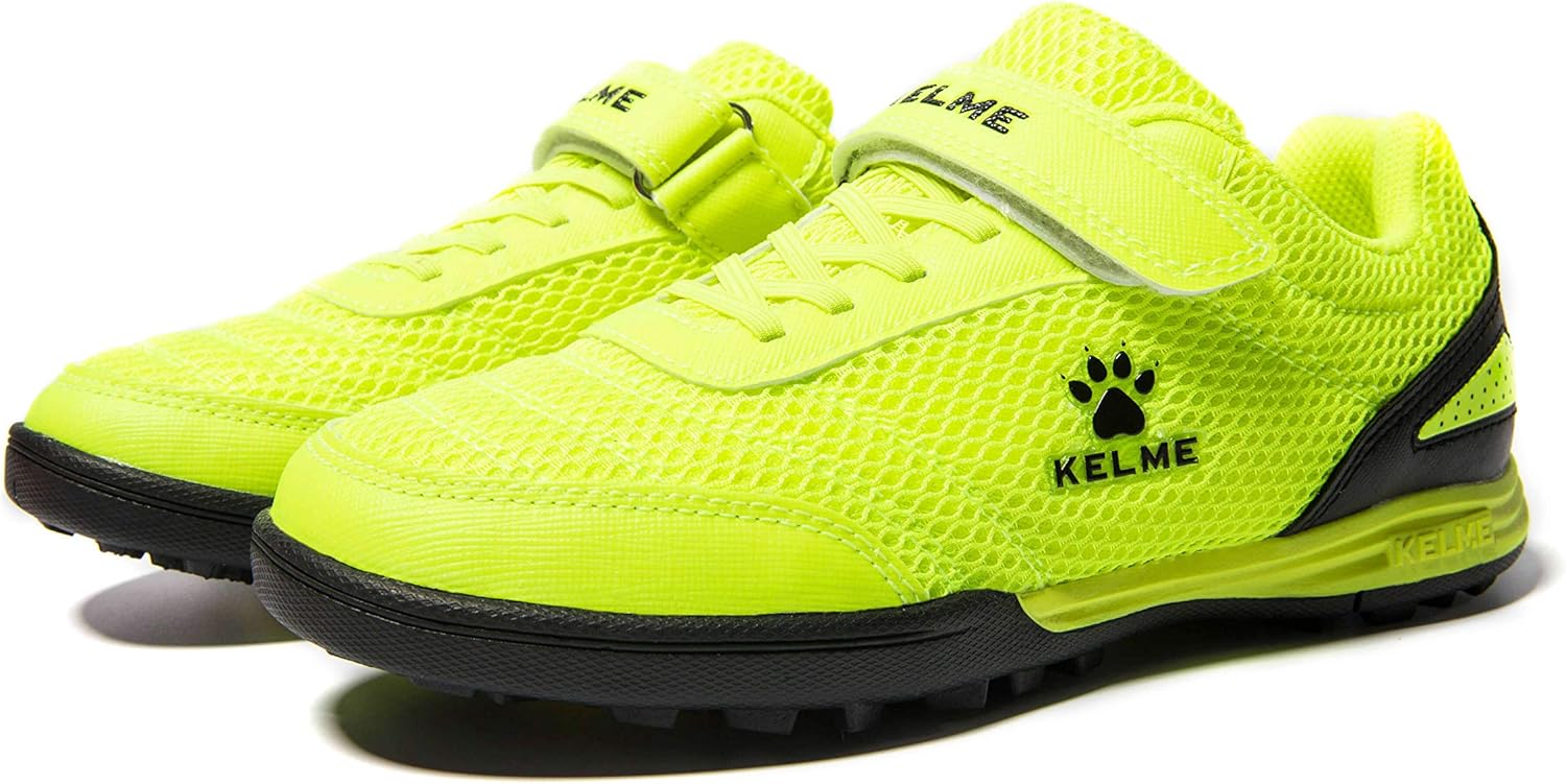 Футбольные бутсы KELME без шнурков для детей и подростков - футзал или футбольная обувь для игры на траве для мальчиков и девочек - футбольные бутсы на липучке для игры в помещении или на улице, желтый — фото 2