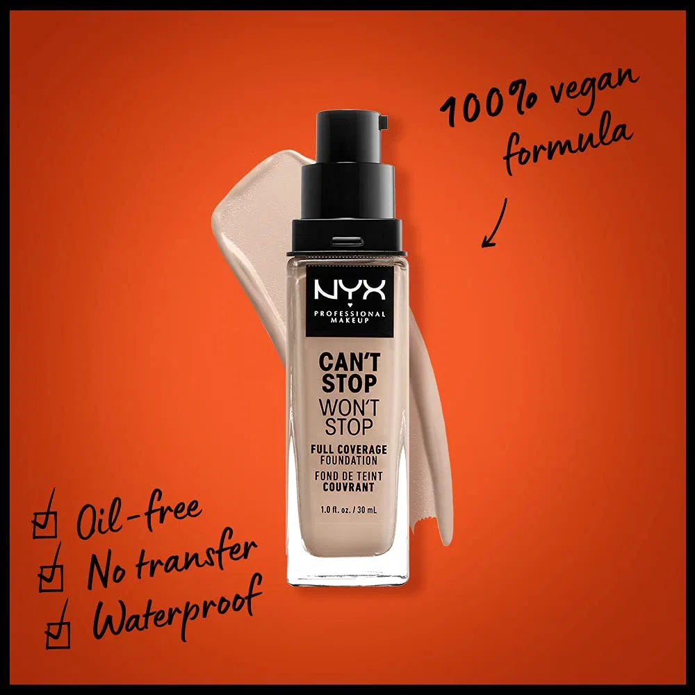 Матовая тональная основа «Can't Stop Won't Stop Full Coverage Foundation» от NYX Professional Makeup Nyx Professional Makeup, 03 Porcelain