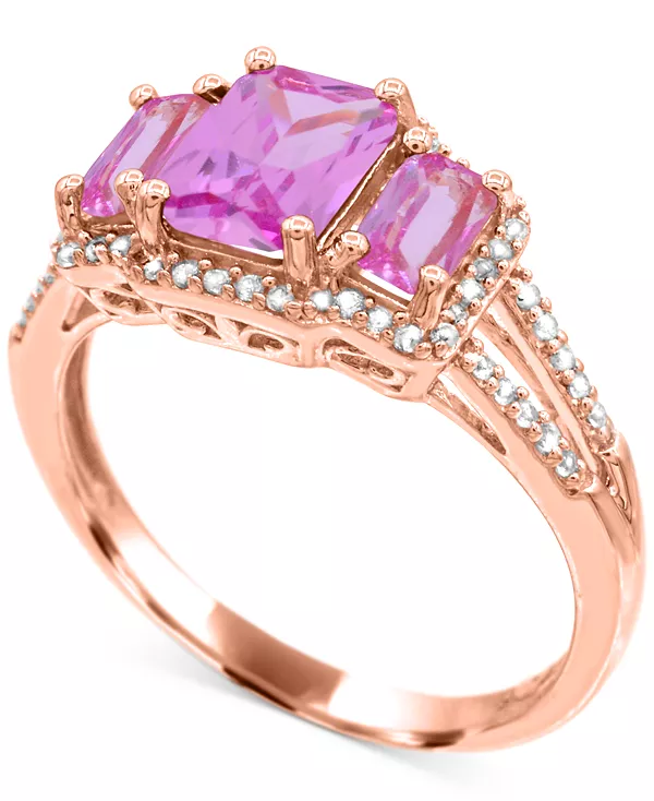 

Кольцо с выращенным в лаборатории сапфиром (1-1/3 карата tw) и выращенным в лаборатории белым сапфиром (1/8 карата tw) из стерлингового серебра Macy'S, pink