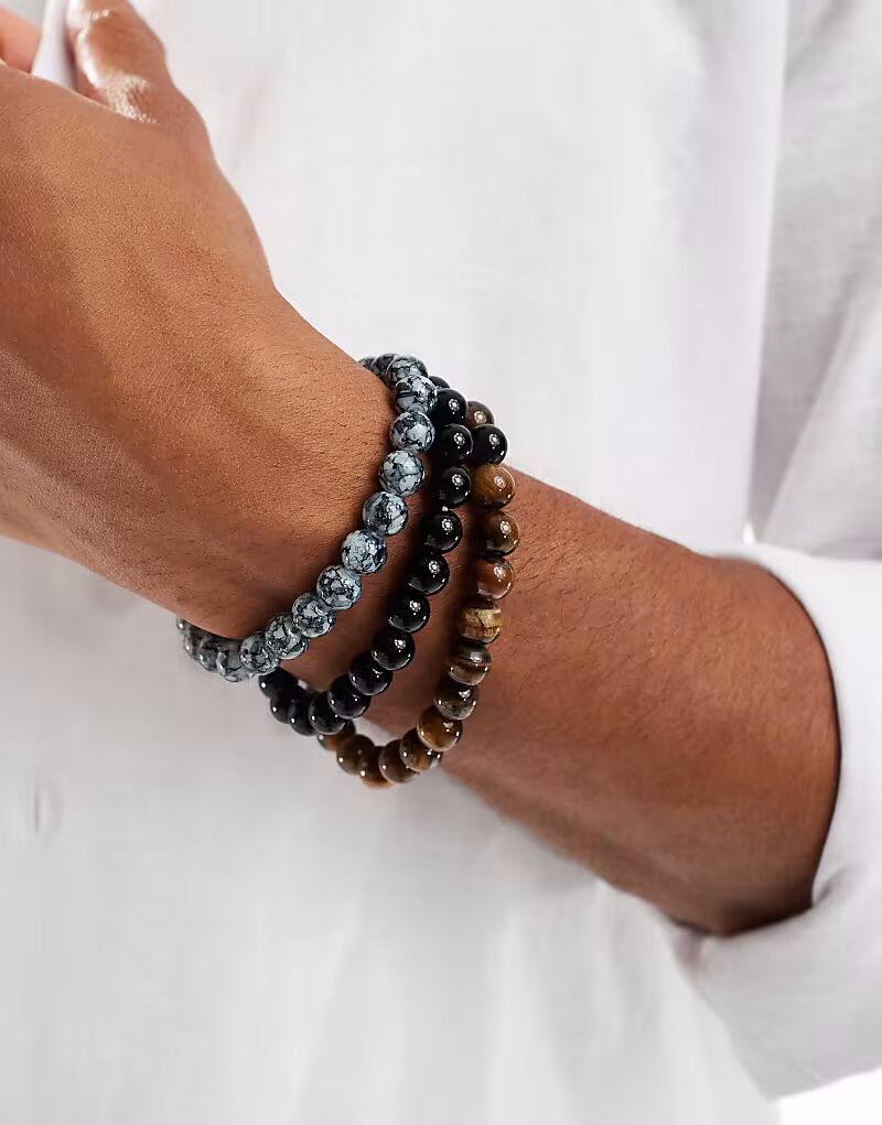 

Набор из 3 браслетов с бусинами из фестиваля разных цветов Asos Design