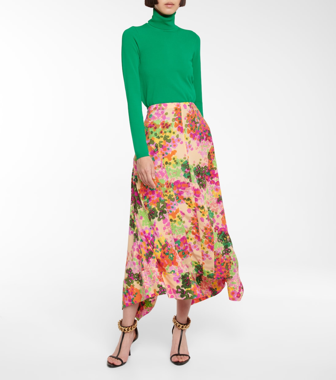 Юбка миди из шелка с цветочным принтом Naya Stella McCartney, Multicolor Pink — фото 2