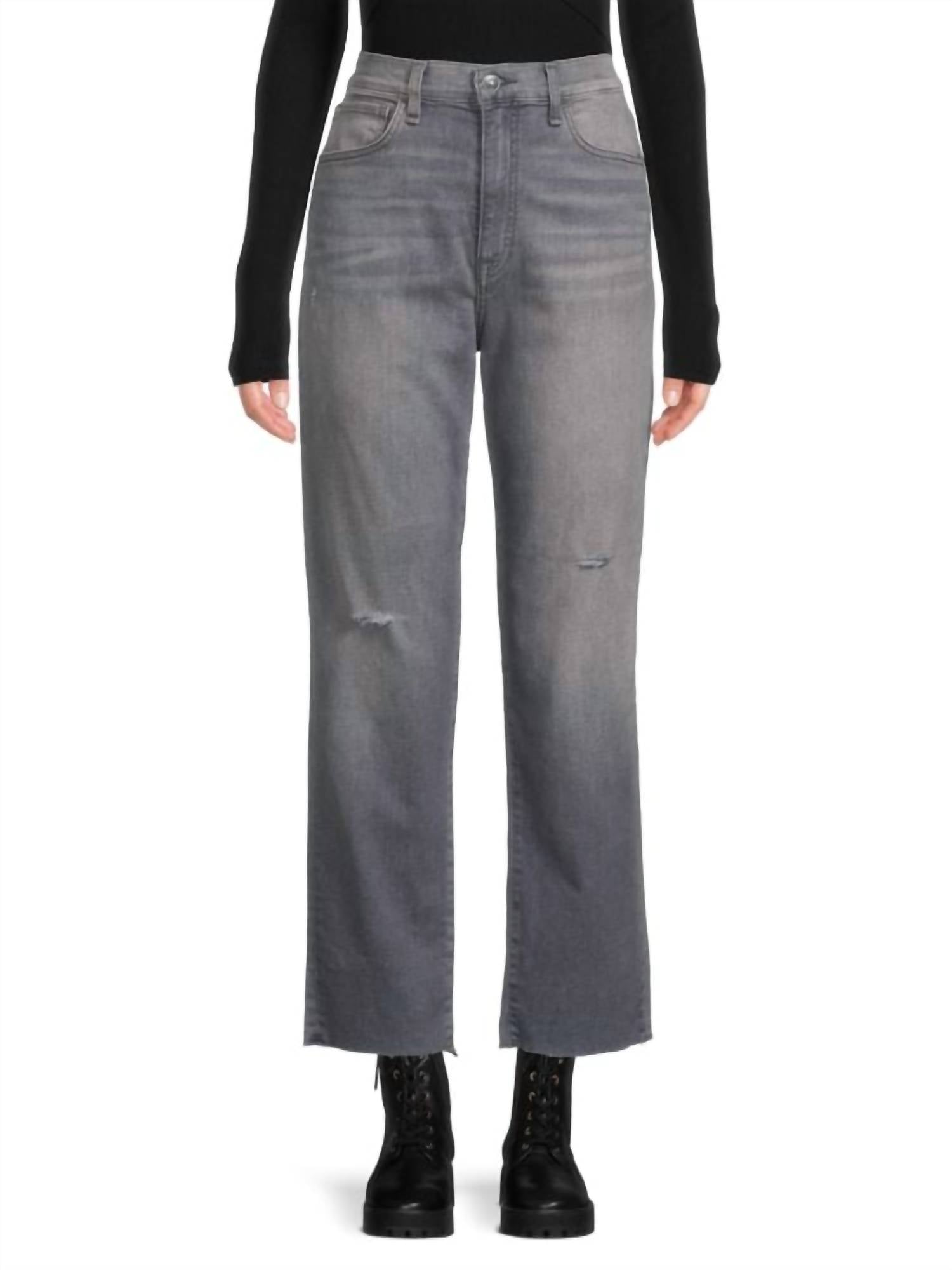 

Джинсы Kass High Rise Straight Ankle Jeans темно-серого цвета Hudson