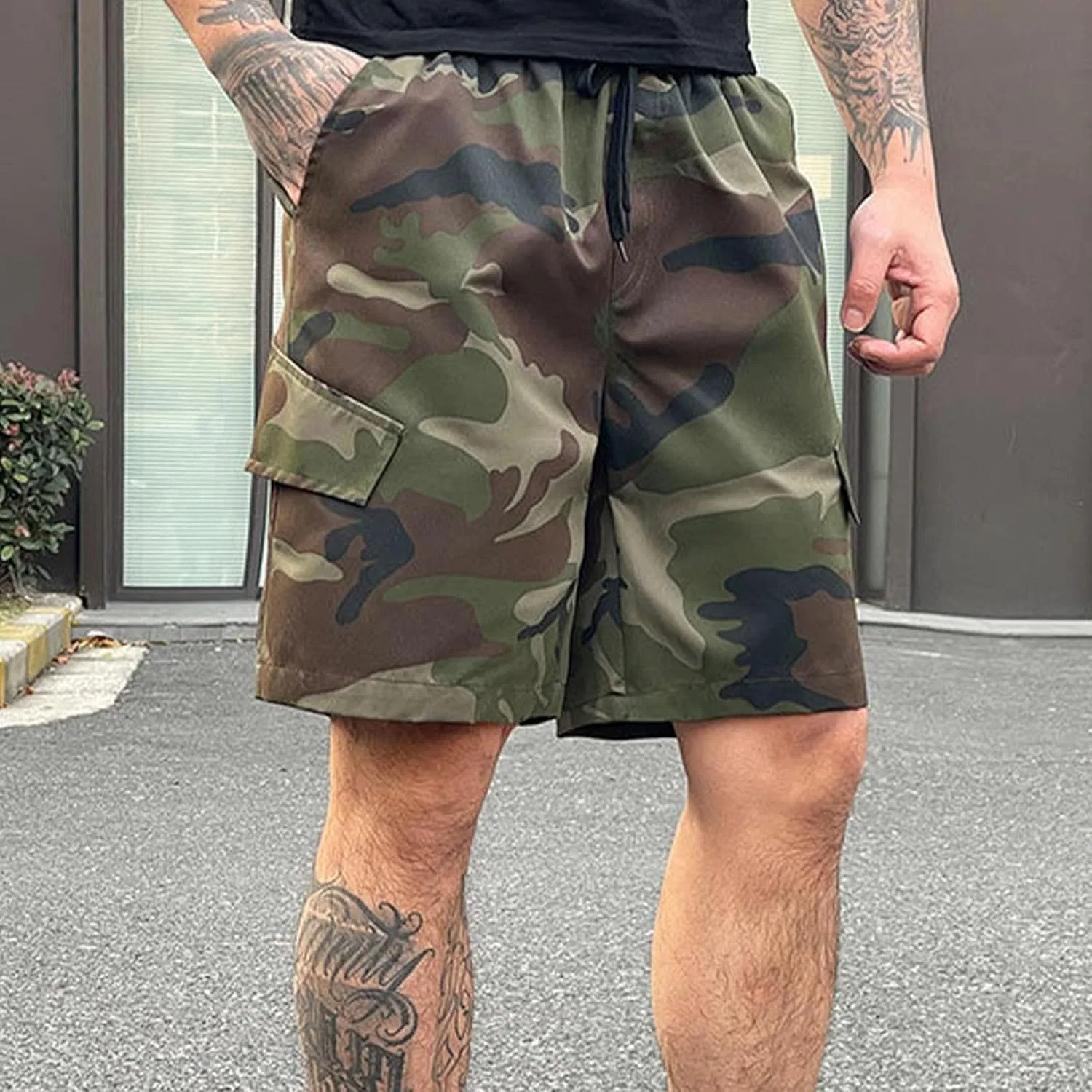 Мужские шорты для тренировок, Athletic Fit, Army Green — фото 3