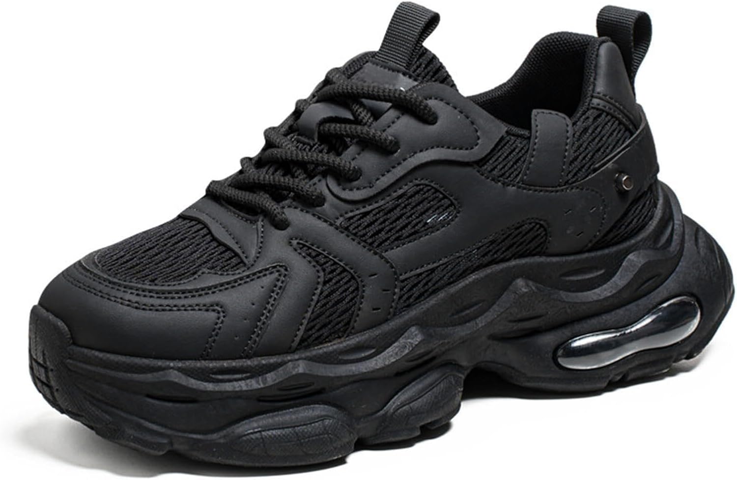 

Мужские кроссовки для бега, тенниса и ходьбы, спортивные, для занятий в зале, повседневные, модные, массивные кроссовки, на открытом воздухе, с шнуровкой и воздушной амортизацией Generic, черный