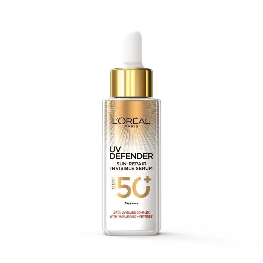 

L'Oreal Paris UV Defender Sun- Восстанавливающая невидимая сыворотка 30 мл. เซรั่มกันแดด, White