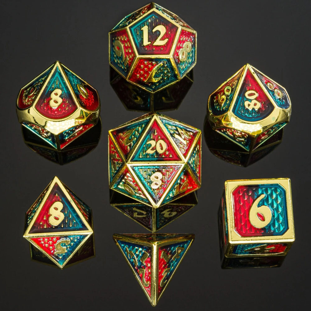 

Аксессуары Hymgho Premium Gaming Metal Behemoth Dice Set: Red & Blue w/ Gold (7)