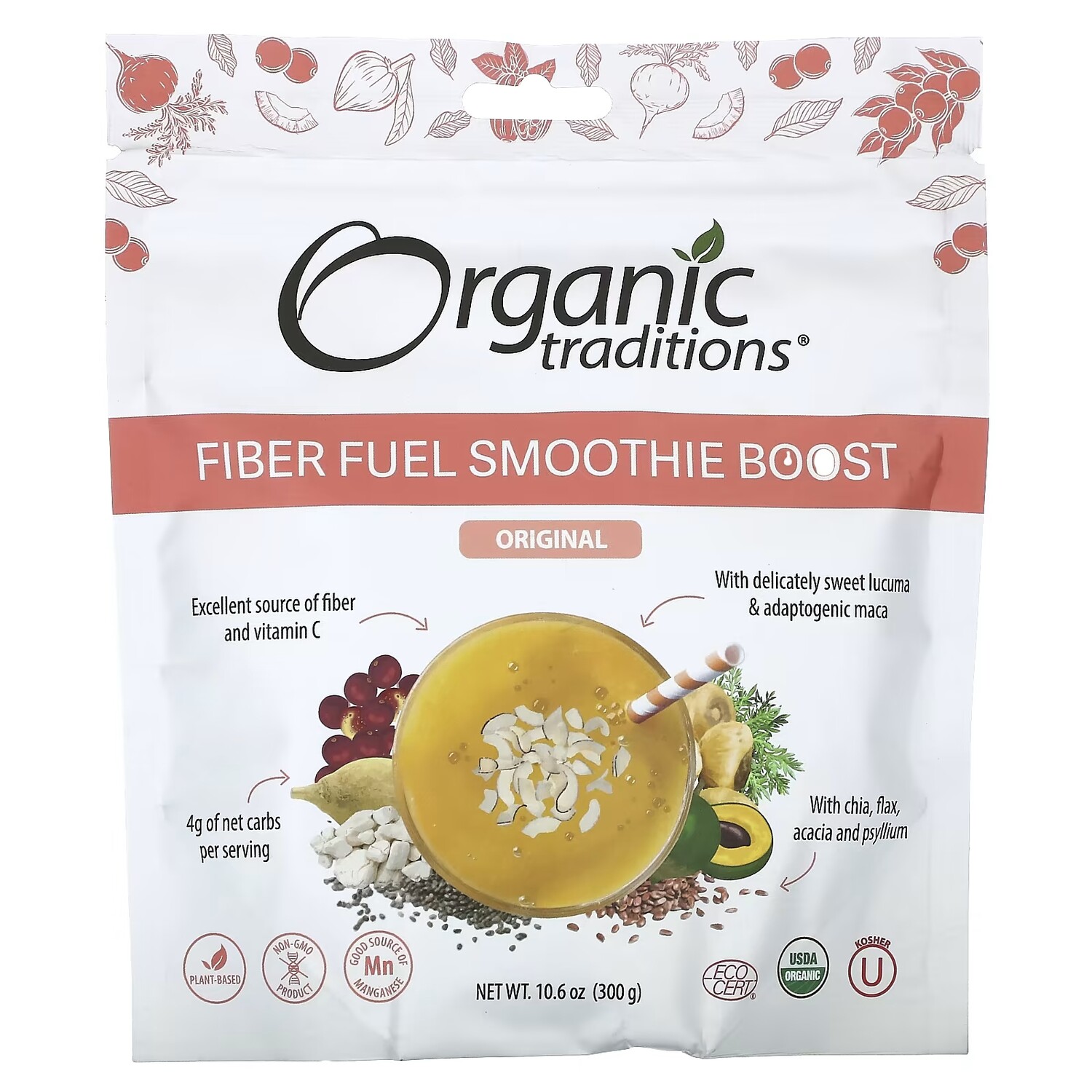 

Добавка Organic Traditions Fiber Fuel Smoothie Boost Original, 300 г