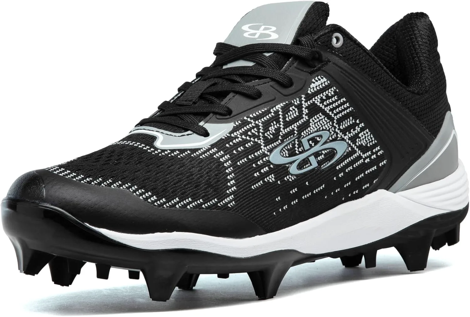 Мужские бутсы Boombah Viper Pureknit с литой подошвой - Status - Разные цвета - Разные размеры, черный/серый — фото 3