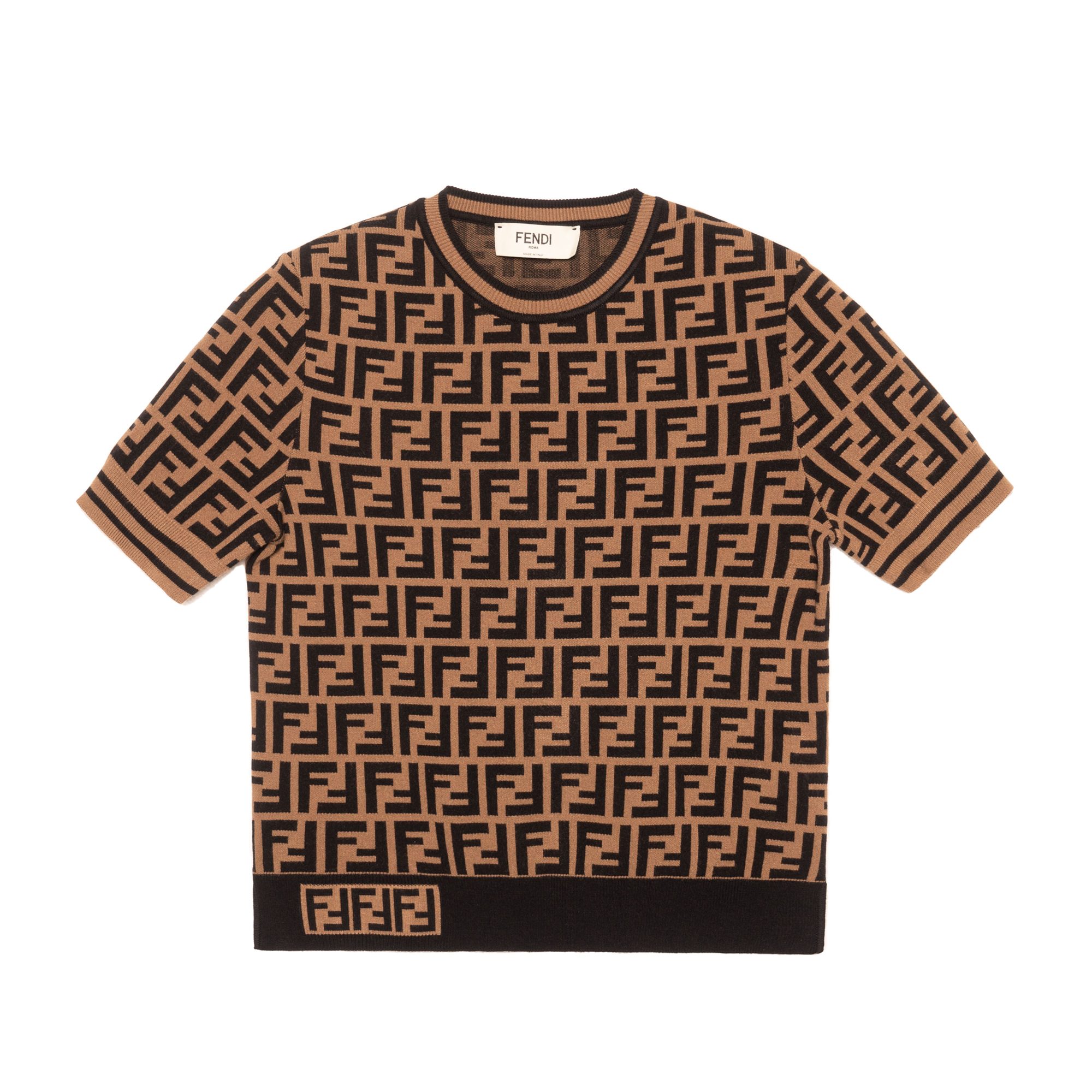 Женский свитер Fabric FF Motif FENDI, коричневый — фото 2