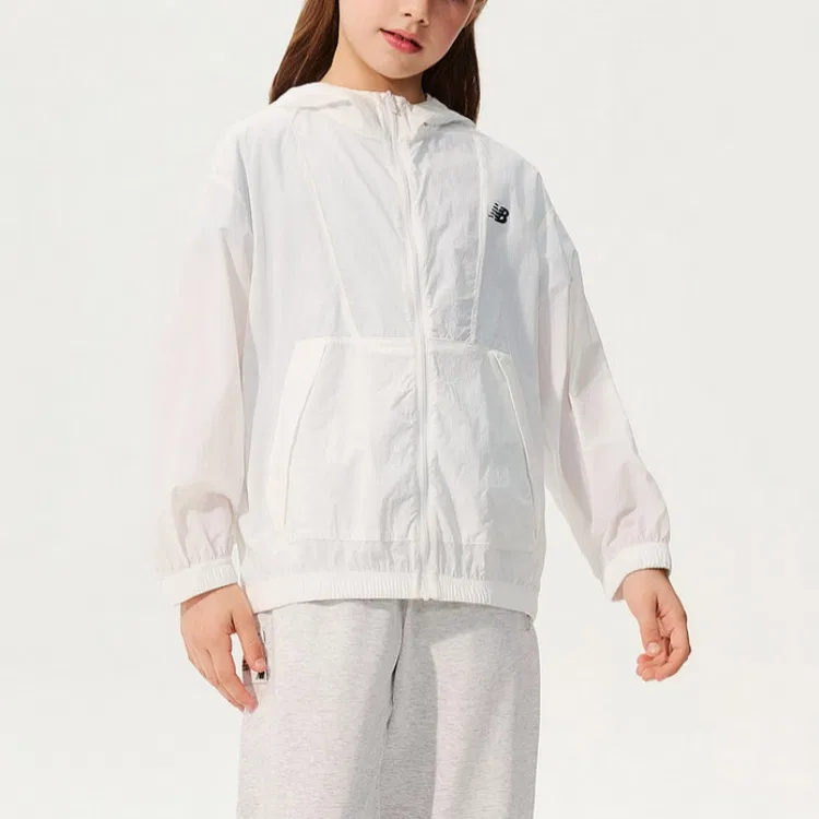 Детская уличная куртка с капюшоном тонкая New Balance, White — фото 3