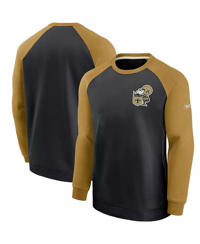 

Мужской черно-золотой свитер New Orleans Saints Historic Raglan Performance Pullover Nike