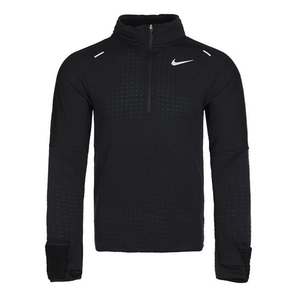 

Толстовка men's sphere dri-fit half zipper fleece stay warm running training long sleeves pullover black Nike, черный