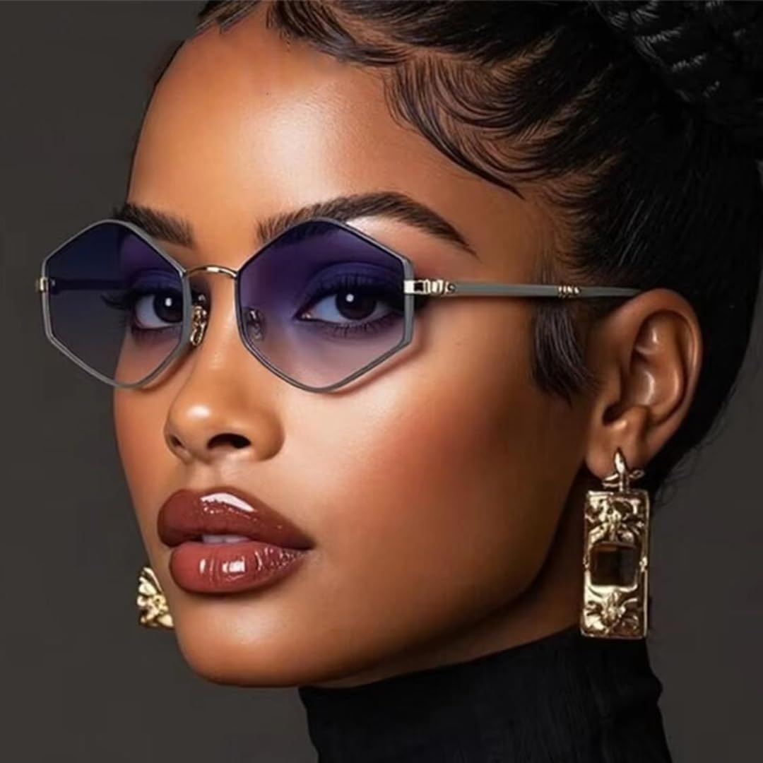 

Ретро-солнцезащитные очки для женщин и мужчин, роскошные, в маленькой оправе, шестиугольные, с защитой от УФ-излучения UV400, ретро-многоугольные TVTBBVV, C6green Gray