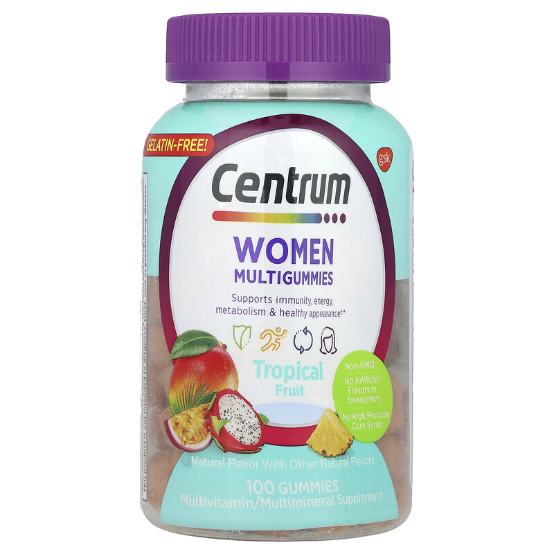 

Centrum, Мультивитамины для женщин, тропические фрукты, 100 жевательных таблеток