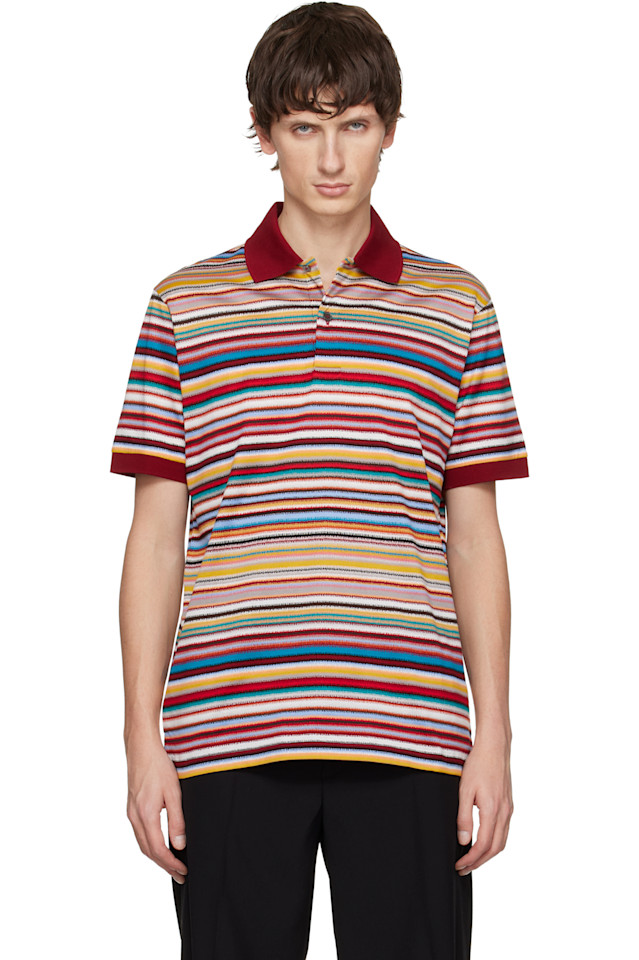 

Paul Smith Разноцветная хлопковая рубашка поло с "фирменной полосой"