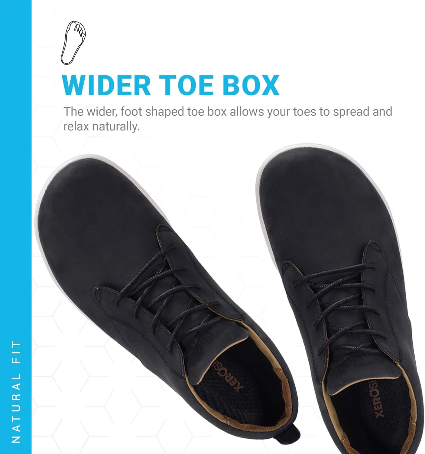 Мужские кожаные туфли Xero Shoes Glenn Dress Casual | Минималистичные туфли с широким носком для мужчин, Black White — фото 2