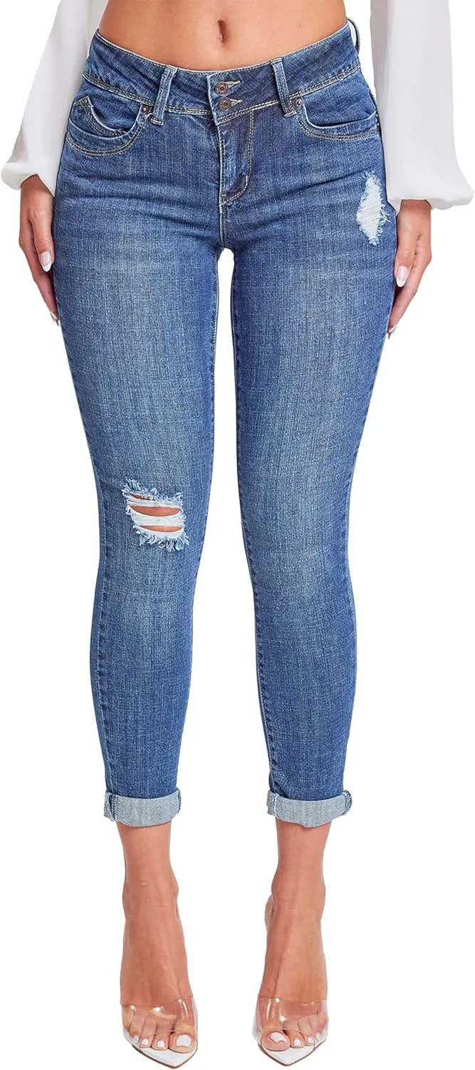 

YMI Women's YMI Jeans Junior Wannabettabutt джинсы с двумя пуговицами и манжетами на щиколотке