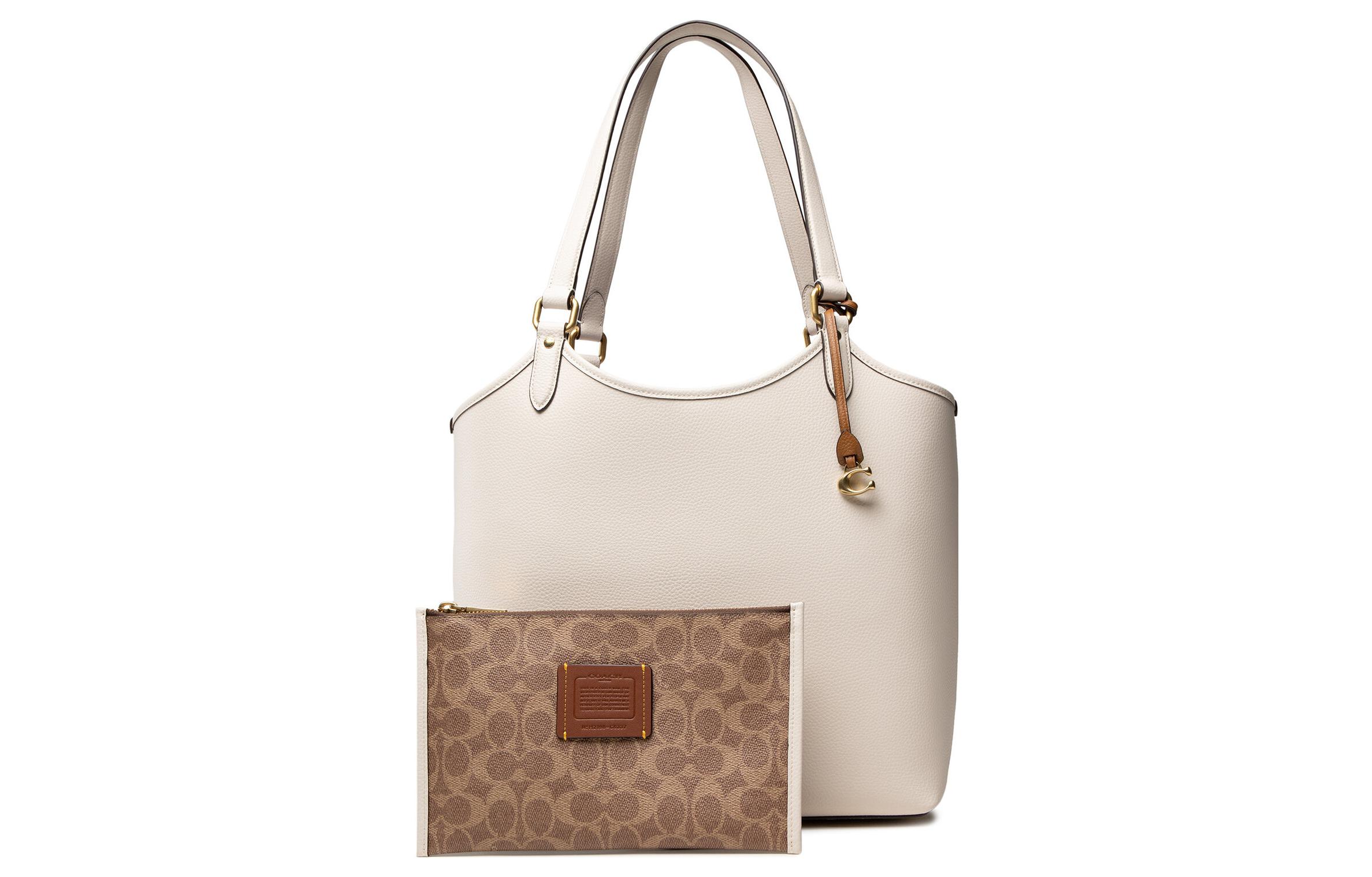 

COACH Кожаная сумка комбо Сумка тоут Шоппер Плечевая сумка большого размера женская белая