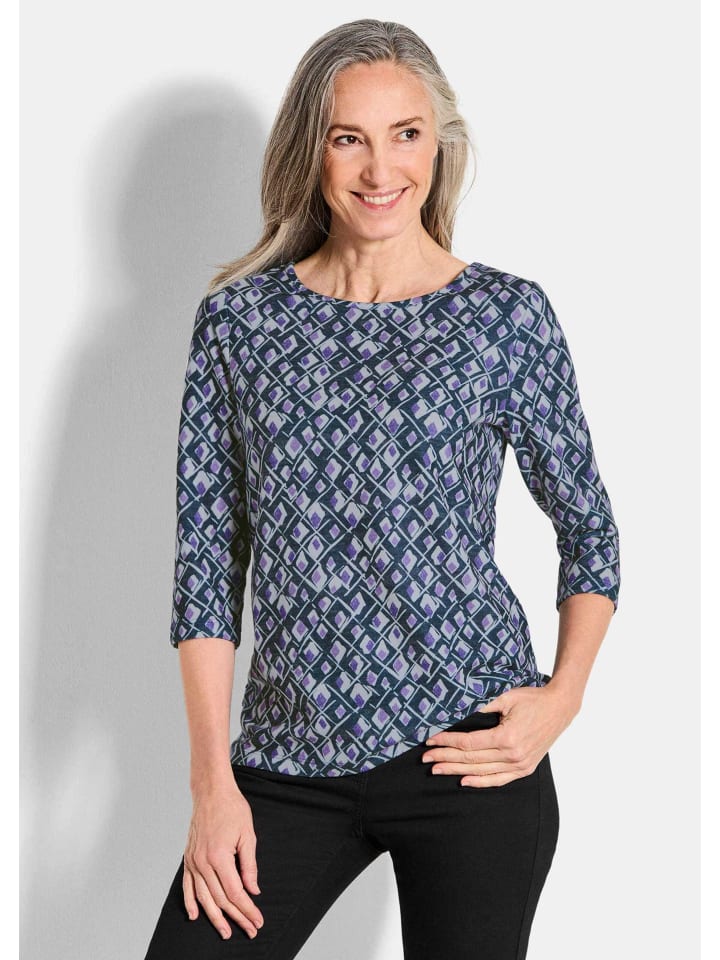 

Рубашка из джерси с короткими рукавами, вискозная рубашка сплошного кроя в фиолетовом цвете с узором GOLDNER