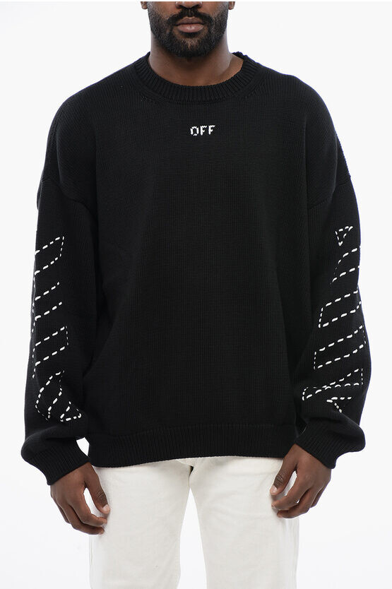

Свитер из хлопковой смеси Off-White For Ever Stitch Arrow, черный